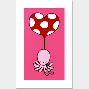 Heart Balloon Octopus Posters and Art